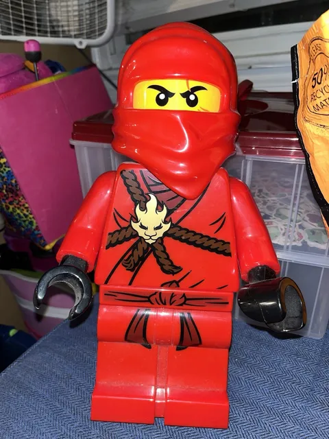Lego Bank Ninjago Red Kai Ninja Coin Piggy Money Bank Figure 13” No Stopper