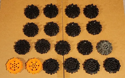 Lot Of Lego 64712 & 64711 Black Wheel Hard Plastic
