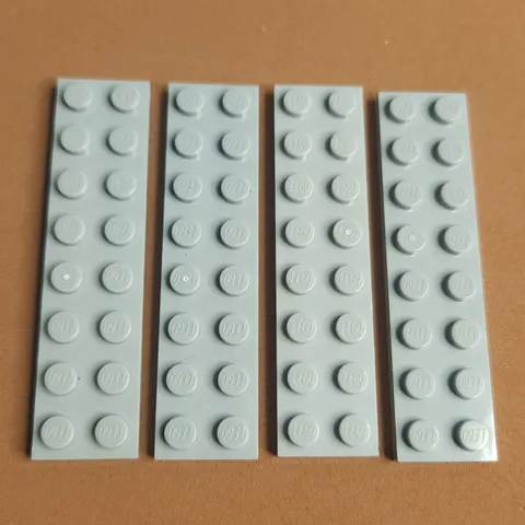 LEGO 3034 Plate 2 x 8 Light Bluish Gray x4 Genuine