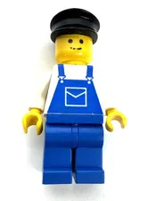 LEGO Vintage Classic Town Minifigure Train Engineer, Mechanic Blue Overalls
