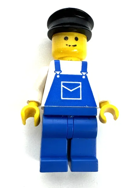 LEGO Vintage Classic Town Minifigure Train Engineer, Mechanic Blue Overalls