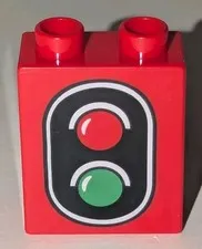 LEGO DUPLO 2X1X2 RED GREEN STOP LIGHT SIGN DECAL PIECE PART CITY TRAFFIC SIGNAL