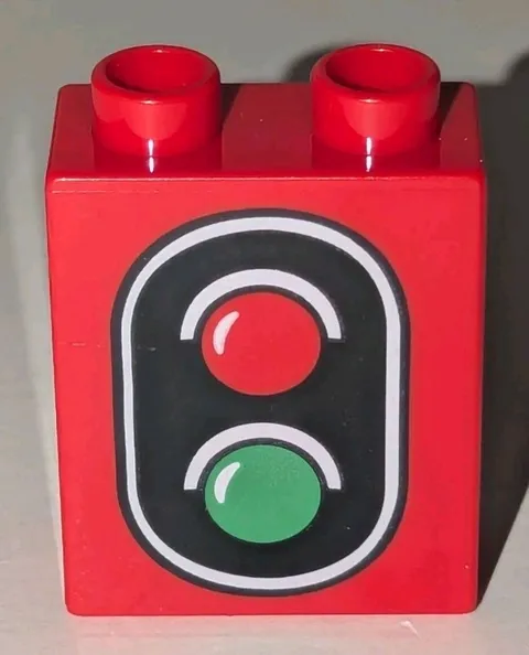 LEGO DUPLO 2X1X2 RED GREEN STOP LIGHT SIGN DECAL PIECE PART CITY TRAFFIC SIGNAL
