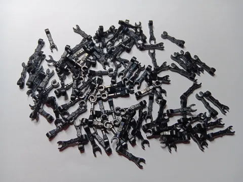 LEGO LOT OF 100 BLACK MECHANICAL ARM STRAIGHT CLIPS 90° DEGREES #59230 DROID
