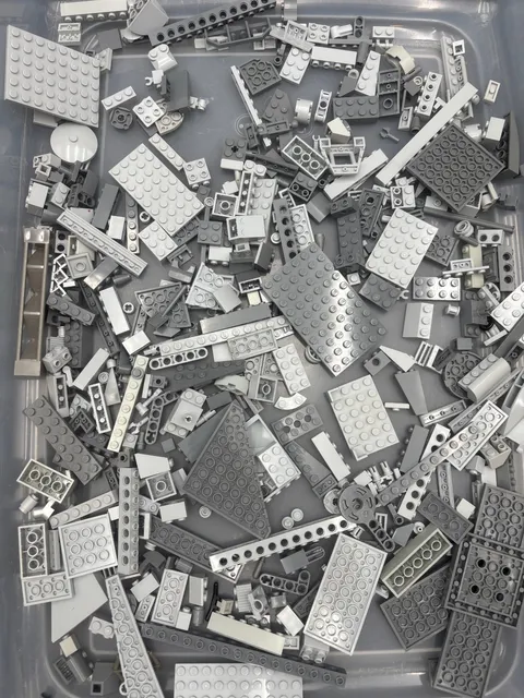 1 lb. Bulk Mixed Gray Legos - standard blocks and unique pieces (Lot W)