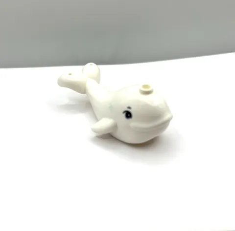 White Whale with Sand Blue Eyes Pattern - Official LEGO® Part 49518pb02