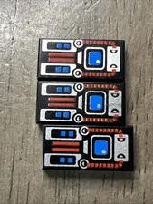 Lego 3069px28 Black Tile 1x2 w/ Spyrius Blue Screen Silver Red Panel 3 Pieces