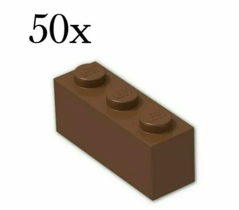 50x Lego Classic 1 x 3 Building Blocks - Brown