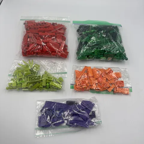 1 Lb Total of Legos Red, Green, Light Green, Orange, And Purple All Separated.