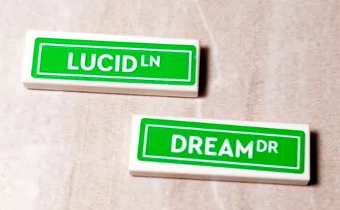 New LEGO Street Sign Lot of 2 LUCID DREAM Magical Town Elves Elf 1x3 City Town