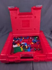 Vintage LEGO Red Carrying Case Storage Box Briefcase 1995 Mixed Bricks Lot