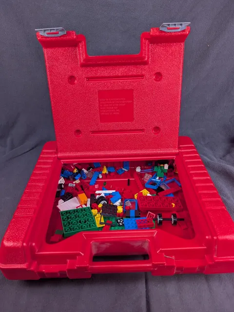Vintage LEGO Red Carrying Case Storage Box Briefcase 1995 Mixed Bricks Lot