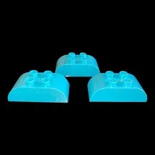3 light turquoise blue Duplo blocks -2X4 rounded blocks -combined ship (BLUE46)