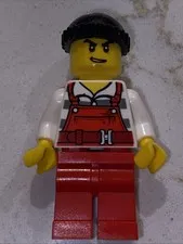 LEGO Minifigure - City Bandit male Red Overalls - cty0746 - Set# 60136