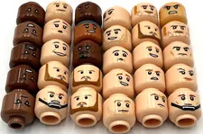 Lego 30 New Light Nougat and Reddish Brown Minifigure Heads Parts
