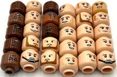 Lego 30 New Light Nougat and Reddish Brown Minifigure Heads Parts