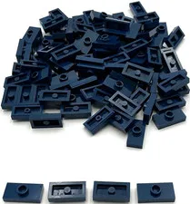 Lego 100 New Dark Blue Plates Modified 1 x 2 with 1 Stud without Groove Parts