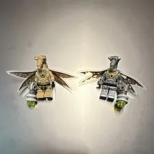 LEGO Winged Insect Minifigures Lot of 2 Tan/Gray Figures w/ Accessories