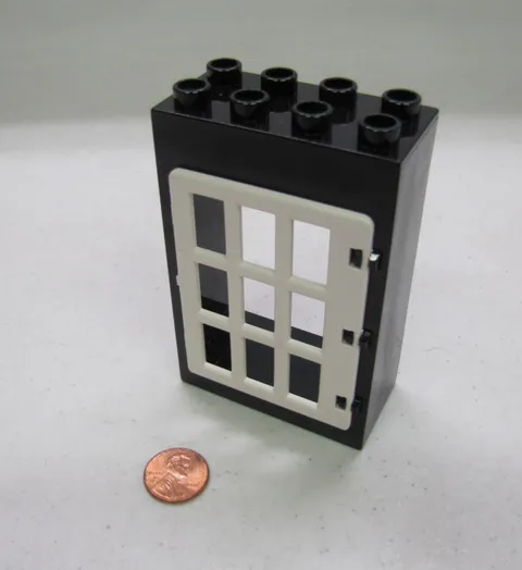 Lego Duplo BLACK WHITE JAIL LARGE DOOR WINDOW PANE UNIT Building Block 2x4x6