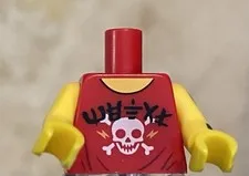 LEGO Skull On Red Ninjago Torso With Dragon Tattoo On Yellow Left Arm