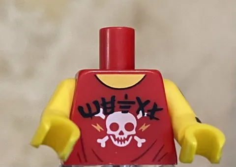 LEGO Skull On Red Ninjago Torso With Dragon Tattoo On Yellow Left Arm