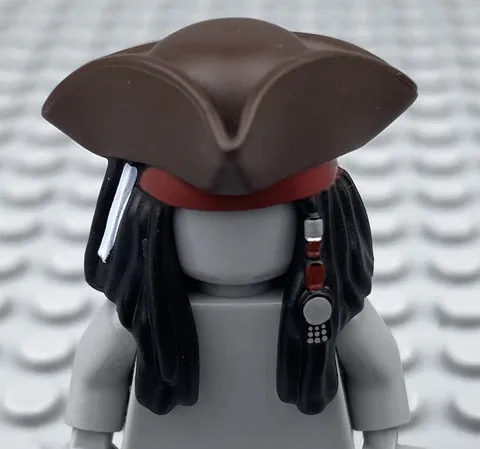 LEGO Captain Jack Sparrow Minifigure Tricorne Pirate Hat w/ Hair Headgear PART