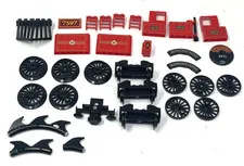 LEGO LOT OF ASSORTED TRAIN PARTS - COW CATCHER WHEELS ETC