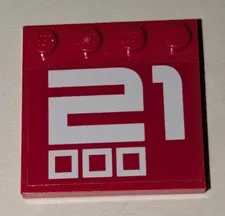 LEGO Tile Modified 4x4 Red W/ White 21 & 3 Squares # 6179pb158 NINJAGO Fire Mech