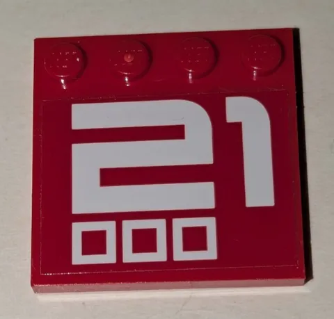 LEGO Tile Modified 4x4 Red W/ White 21 & 3 Squares # 6179pb158 NINJAGO Fire Mech