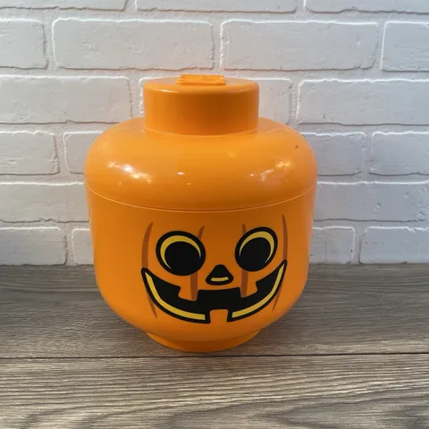 LEGO Storage Head Large Orange Pumpkin Stackable Plastic Container 2018