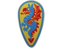 LEGO Light Gray Minifigure, Shield Oval with Blue and Red Dragon on Yellow Backg