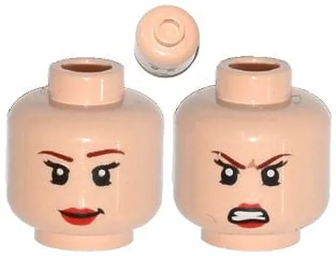Minifigure, Head Dual Sided Female Brown Eyebrows, Eyelashes, Red Lip - New LEGO