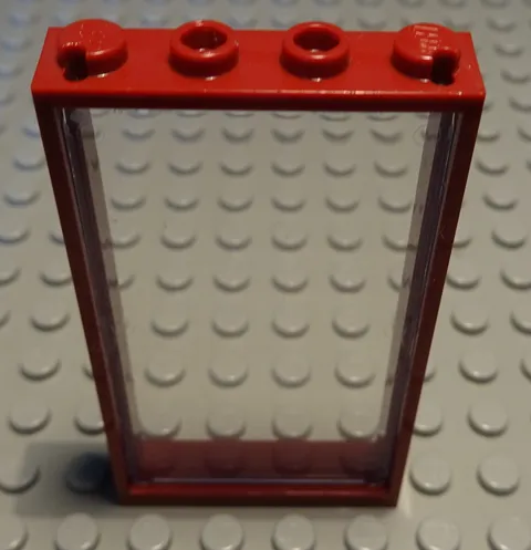 Lego Window 1x4x6 Dark Red with Transparent Disc