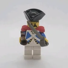 LEGO Soldier Minifigure Black Tricorn Hat Blue Jacket White Legs Saber & Musket