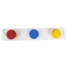 LEGO® Collection WALL HANGER RACK 3 Knobs Primary Red Blue Yellow on White