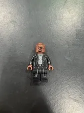 LEGO Minifigure Nick Fury - Gray Sweater and Black Trench Coat, No Shirt Tail