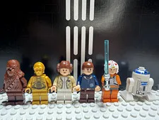 LEGO Star Wars Minifigure Lot Chewbacca C-3PO Leia Han Solo Luke X-Wing RDD2