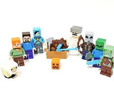 Lego Minecraft Minifigure Bundle Collectible Mini Figures Weapons Treasure Chest