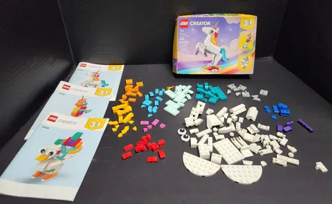 3 in 1 LEGO Creator Magical Unicorn 31140 Complete w/ Manuals Peacock & Seahorse