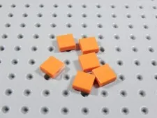 LEGO Lot of 6 Reddish Orange 1x1 Smooth Tile Plates BA