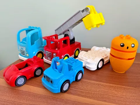 Lego Duplo Lot of 15 Semi Truck Fire Car Trailer Vehicles Ladder