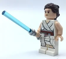 LEGO - Rey - White Tied Robe - Star wars Minifigure with lightsaber