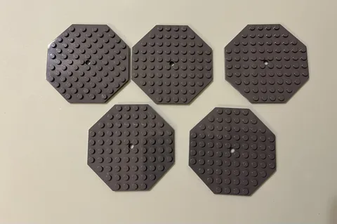 Lego Part 89523 Plate, Modified 10x10 Octagonal Dark Bluish Gray Lot Of 5