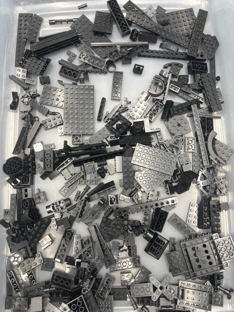 1 lb. Bulk Mixed Black Legos - standard blocks and unique pieces (Lot N)