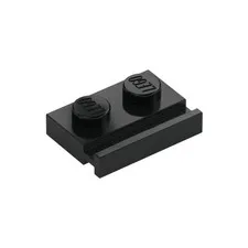 LEGO 30x Black Plate, Modified 1 x 2 with Door Rail inv.627