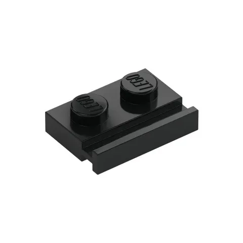 LEGO 30x Black Plate, Modified 1 x 2 with Door Rail inv.627