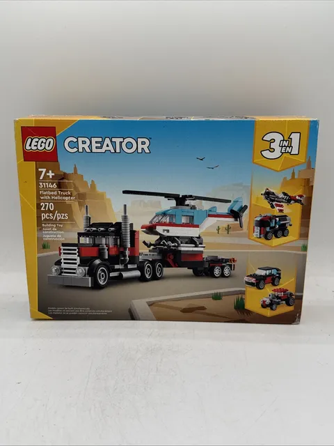 LEGO Creator 3in1 Flatbed Truck w Helicopter Building Toy Set 33146 NEW