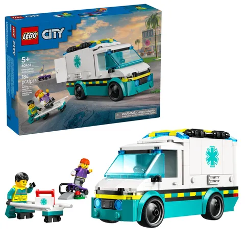 LEGO City Emergency Ambulance Toy - Building Sensory for Kids, Multicolor