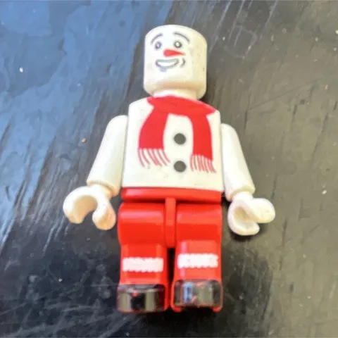 LEGO Plastic Minifigure Snowman with Red Scarf and Red Legs Figure