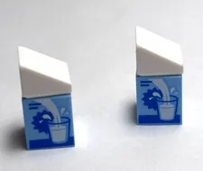 Lego - Minifigure Utensil - Lot of 2 - White / Blue, Milk Carton
